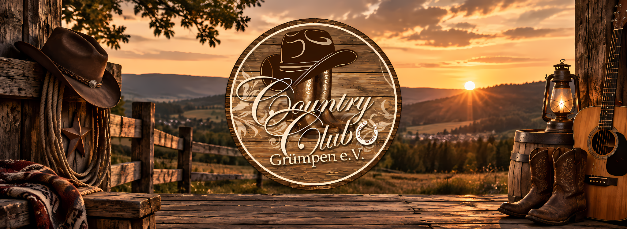 Country Club Grümpen – Westernlandschaft und Clublogo